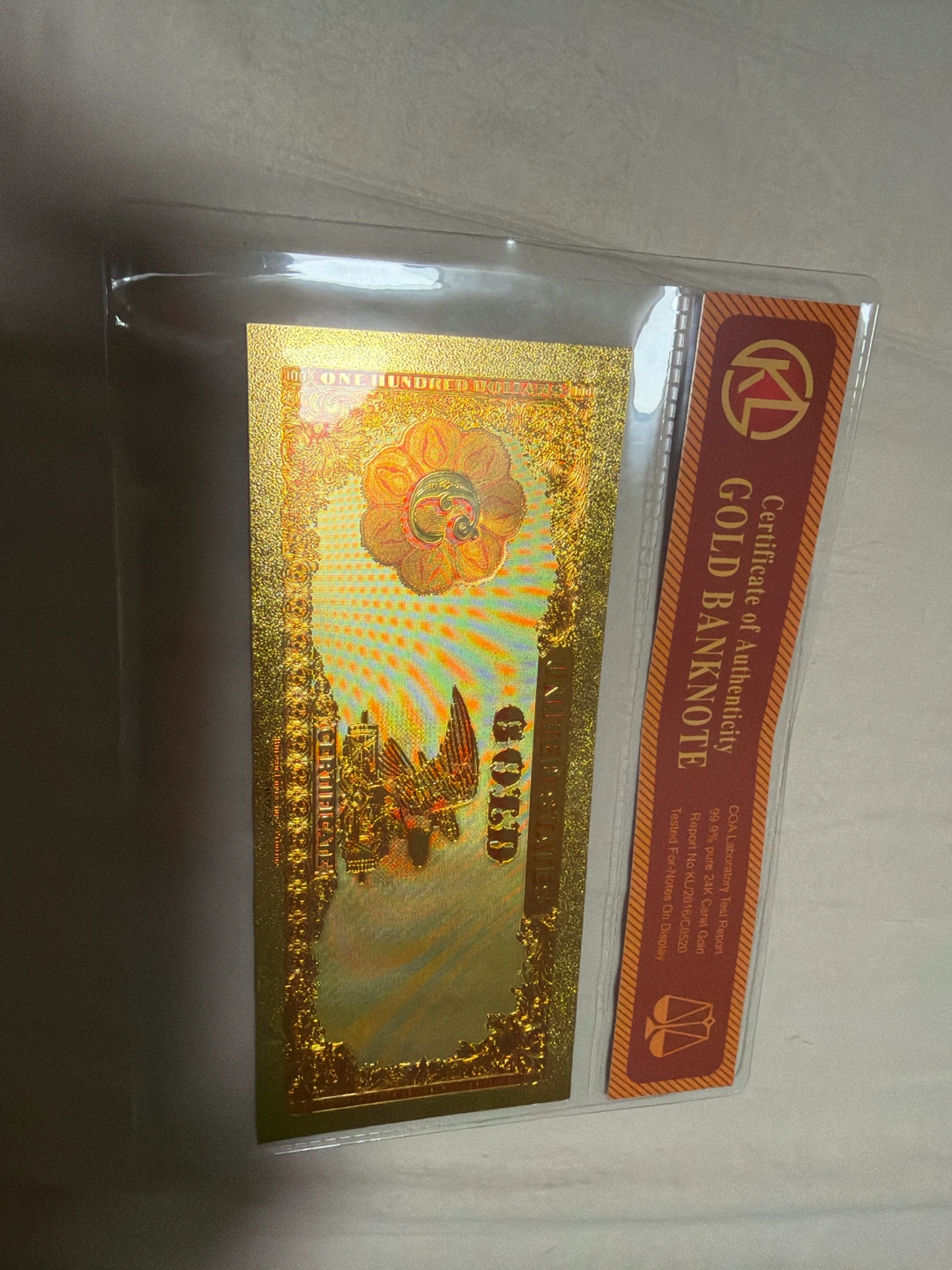 24k Gold Foil One Hundred Dollar Banknote Replica - photo 2