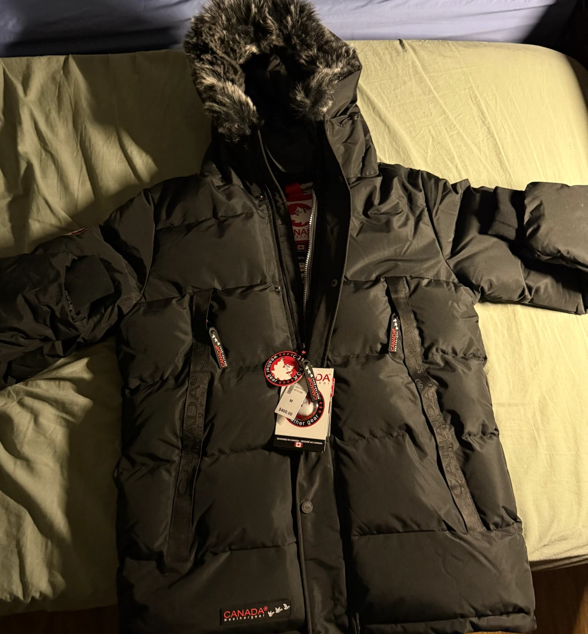 Canada Weather Gear Men’s Heavyweight Puffer Parka Jacket Black