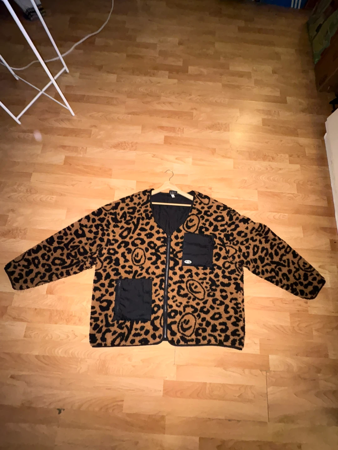 Lazy Oaf Leopard Print Fleece Cardigan