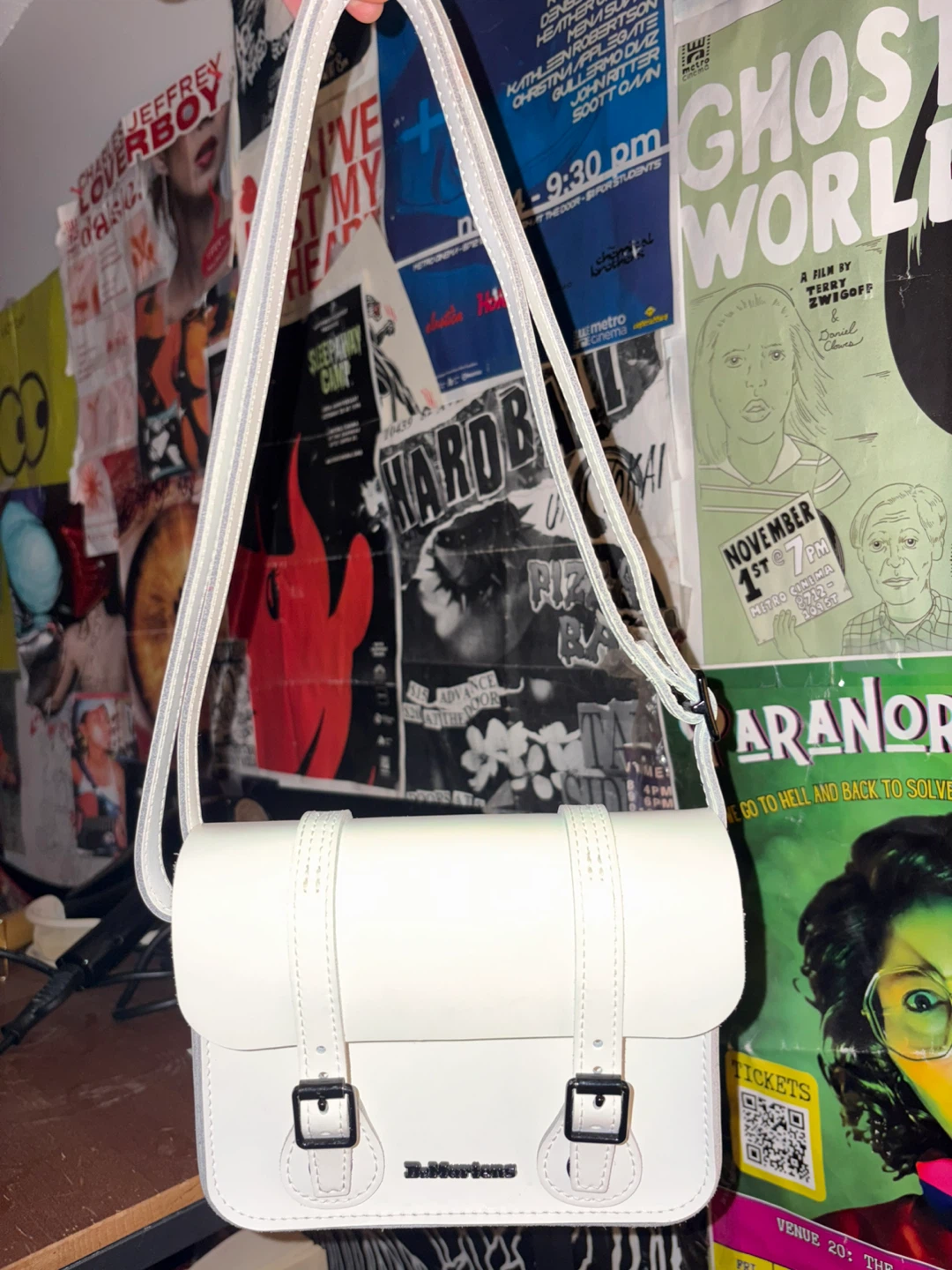 Dr. Martens White Leather Satchel Bag
