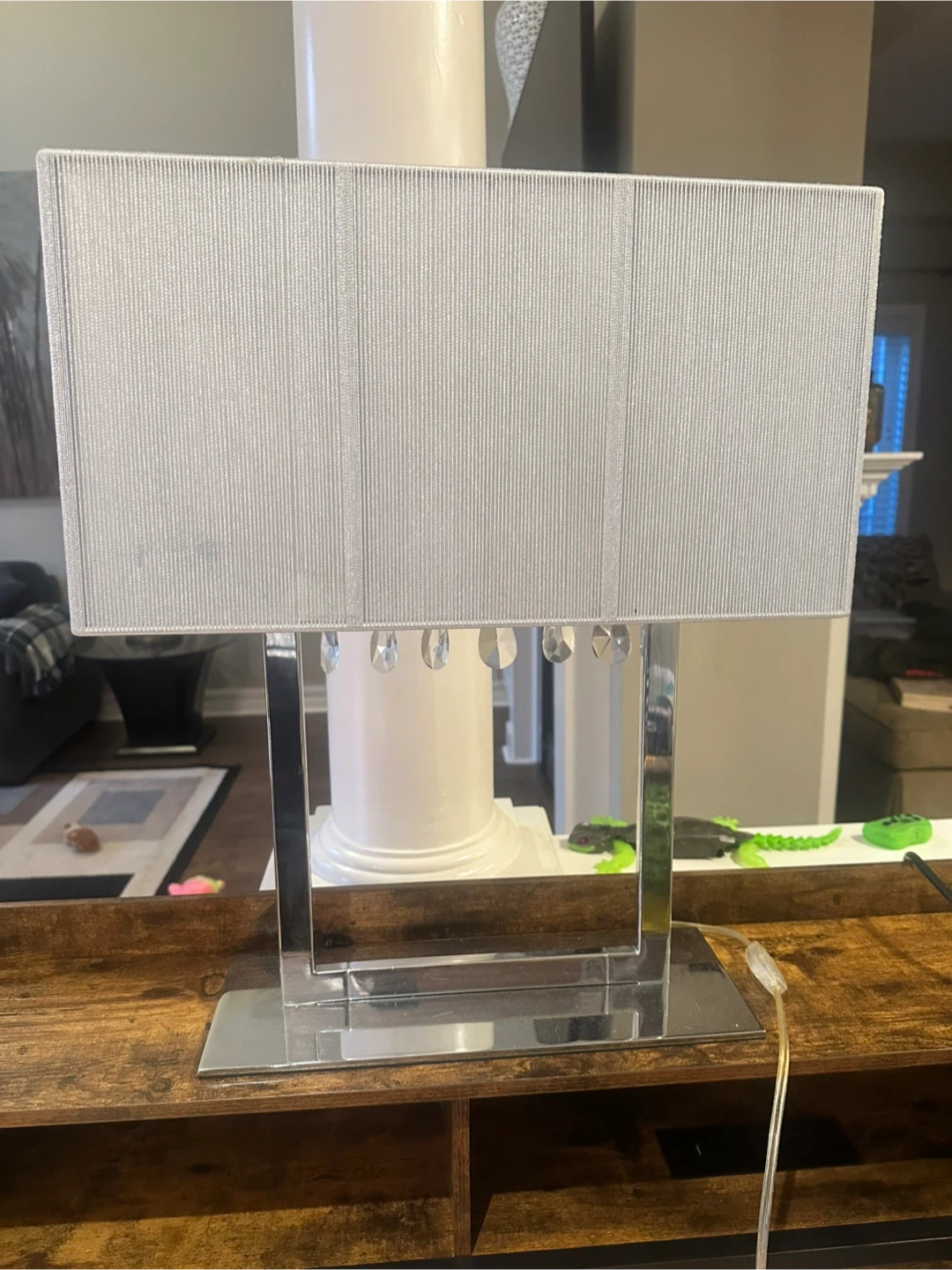 Chrome Table Lamp with Crystal Accents