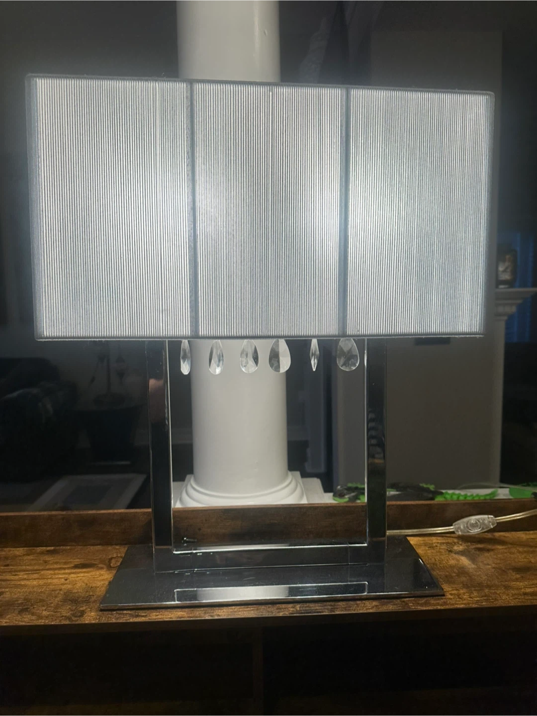 Chrome Table Lamp with Crystal Accents - photo 3