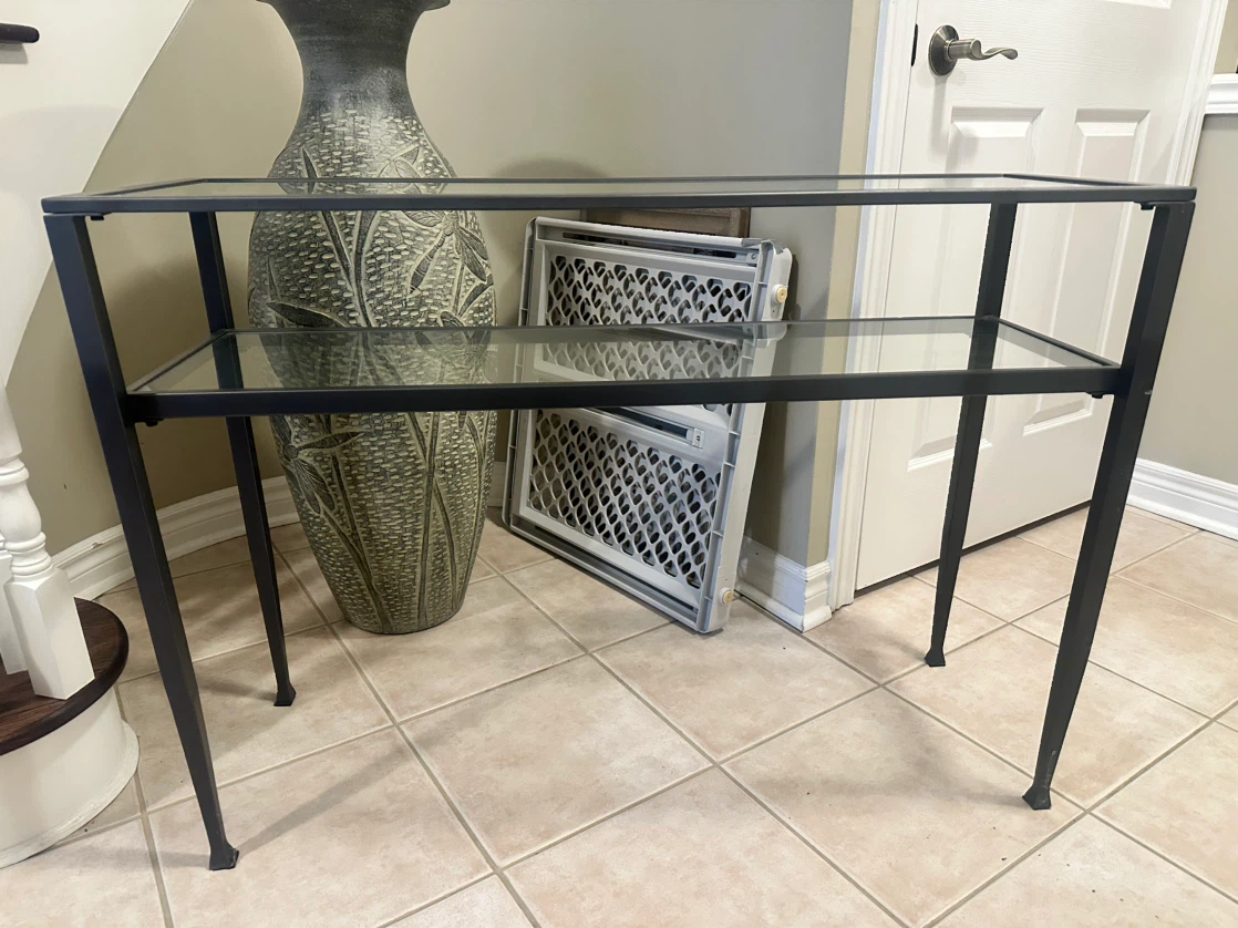 Black Metal and Glass Console Table - photo 2