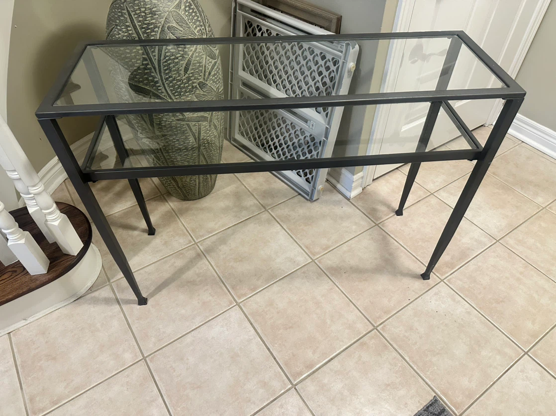 Black Metal and Glass Console Table - photo 3