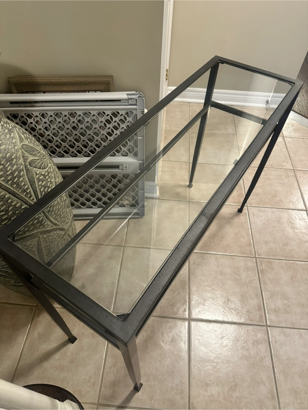 Black Metal and Glass Console Table - photo 4