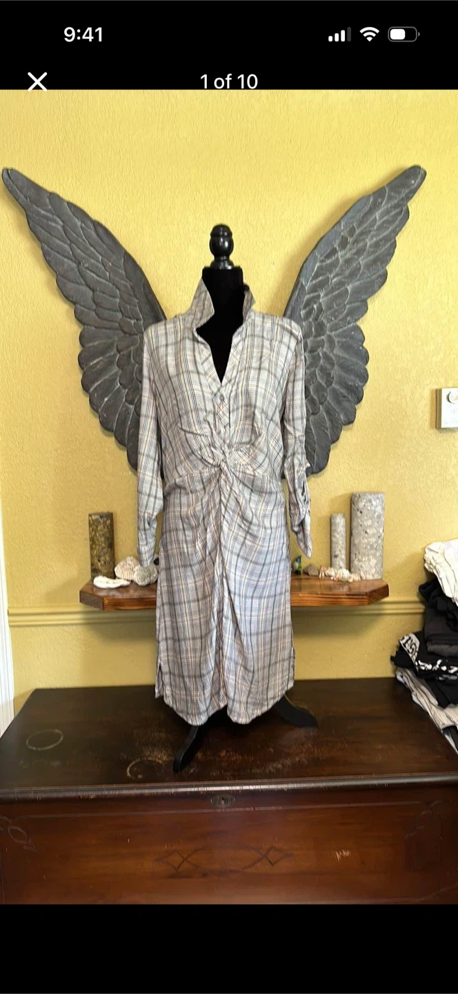 Next Plaid Longsleeve Button Down Dress