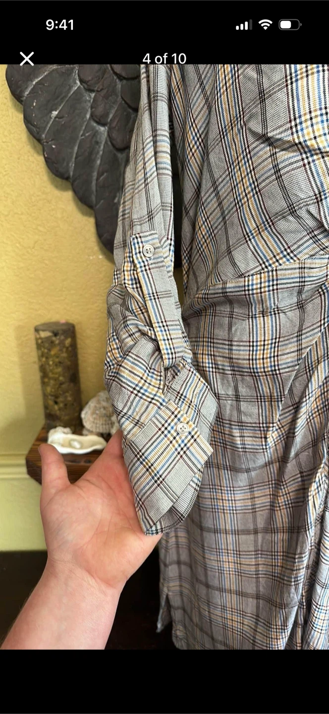 Next Plaid Longsleeve Button Down Dress - photo 5
