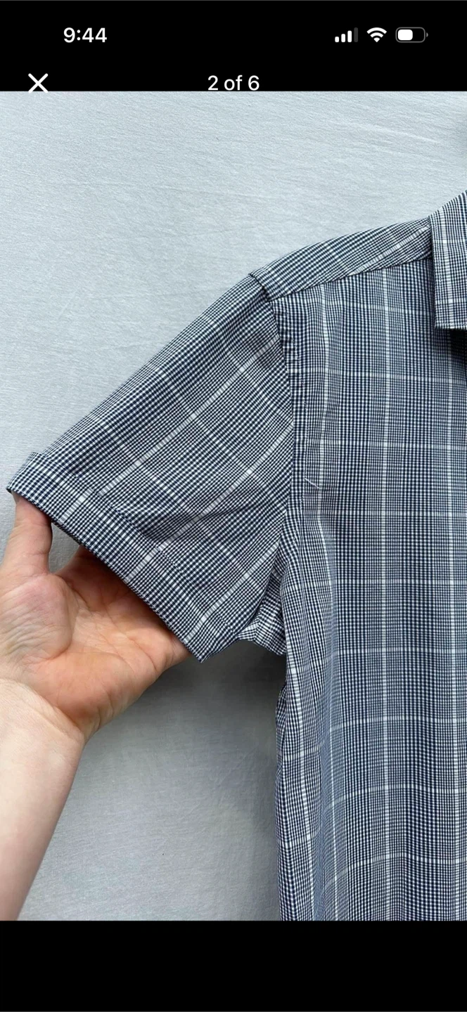 Black Brown Mini Plaid Button Down Tee Shirt - photo 2