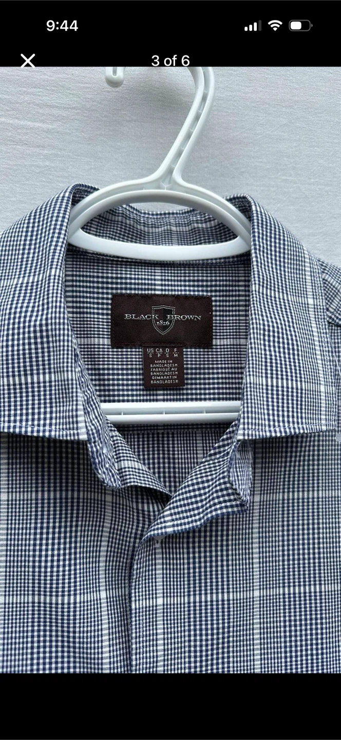 Black Brown Mini Plaid Button Down Tee Shirt - photo 4