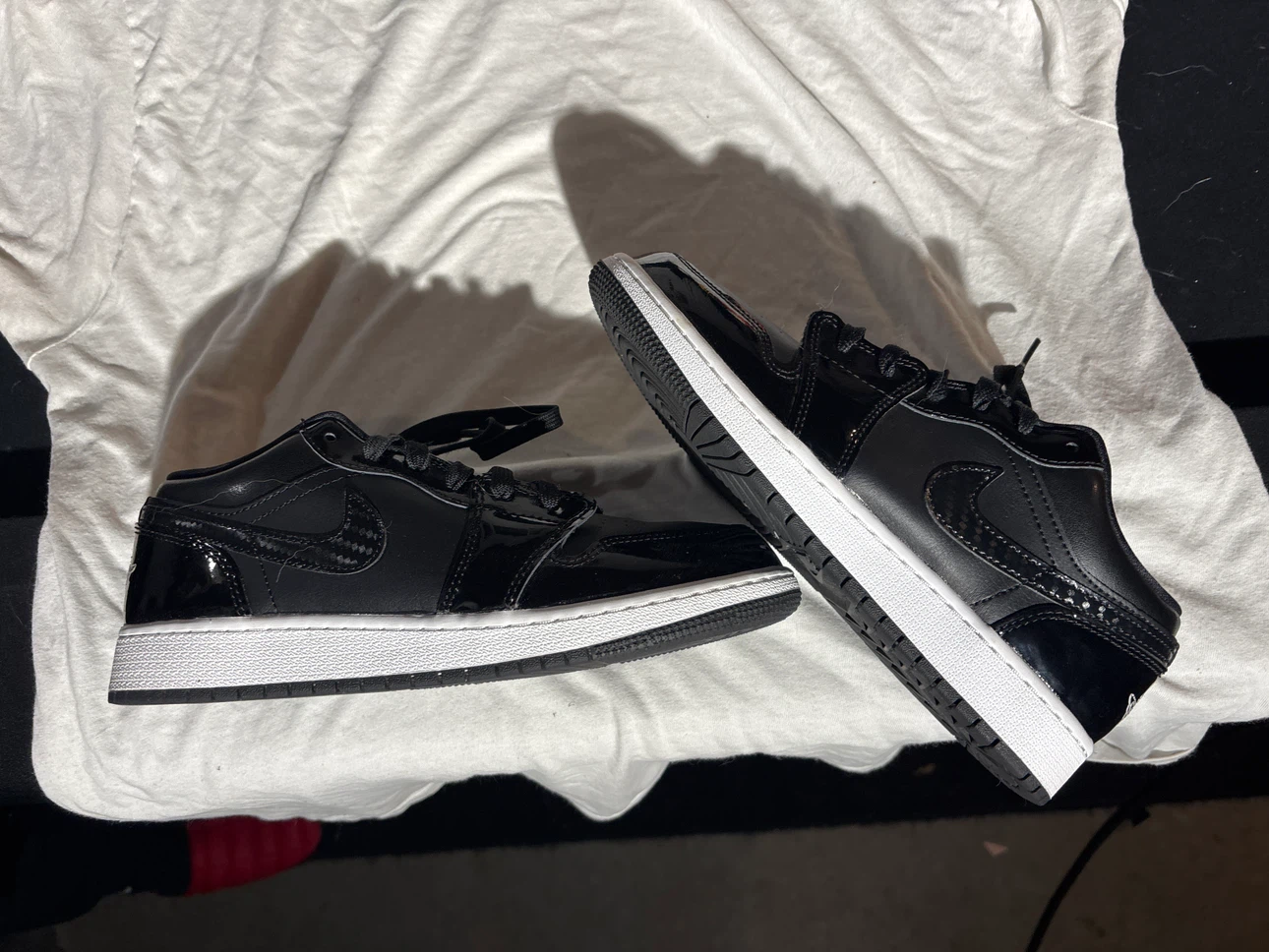 Air Jordan 1 Low Black Patent Leather Sneakers - photo 2