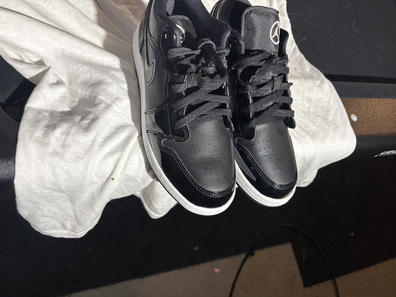 Air Jordan 1 Low Black Patent Leather Sneakers - photo 5
