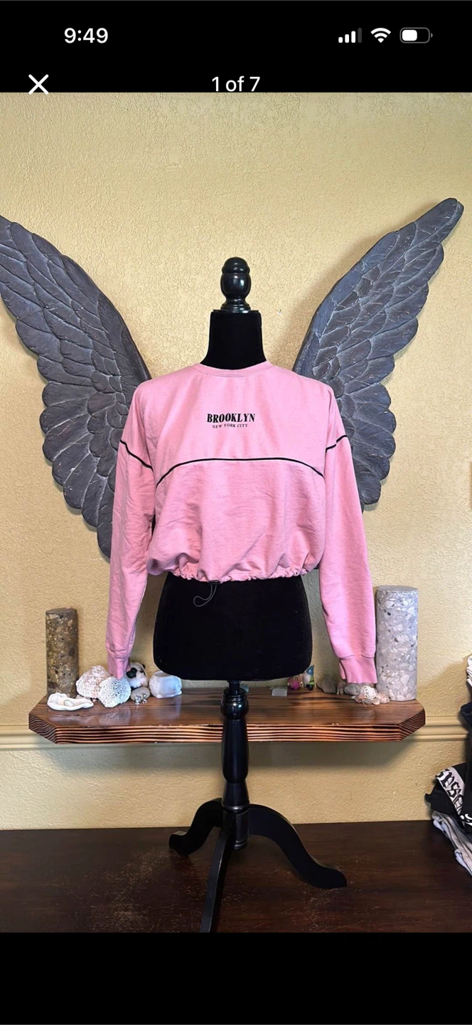 Pink Poem Copped Pull Over Sweater