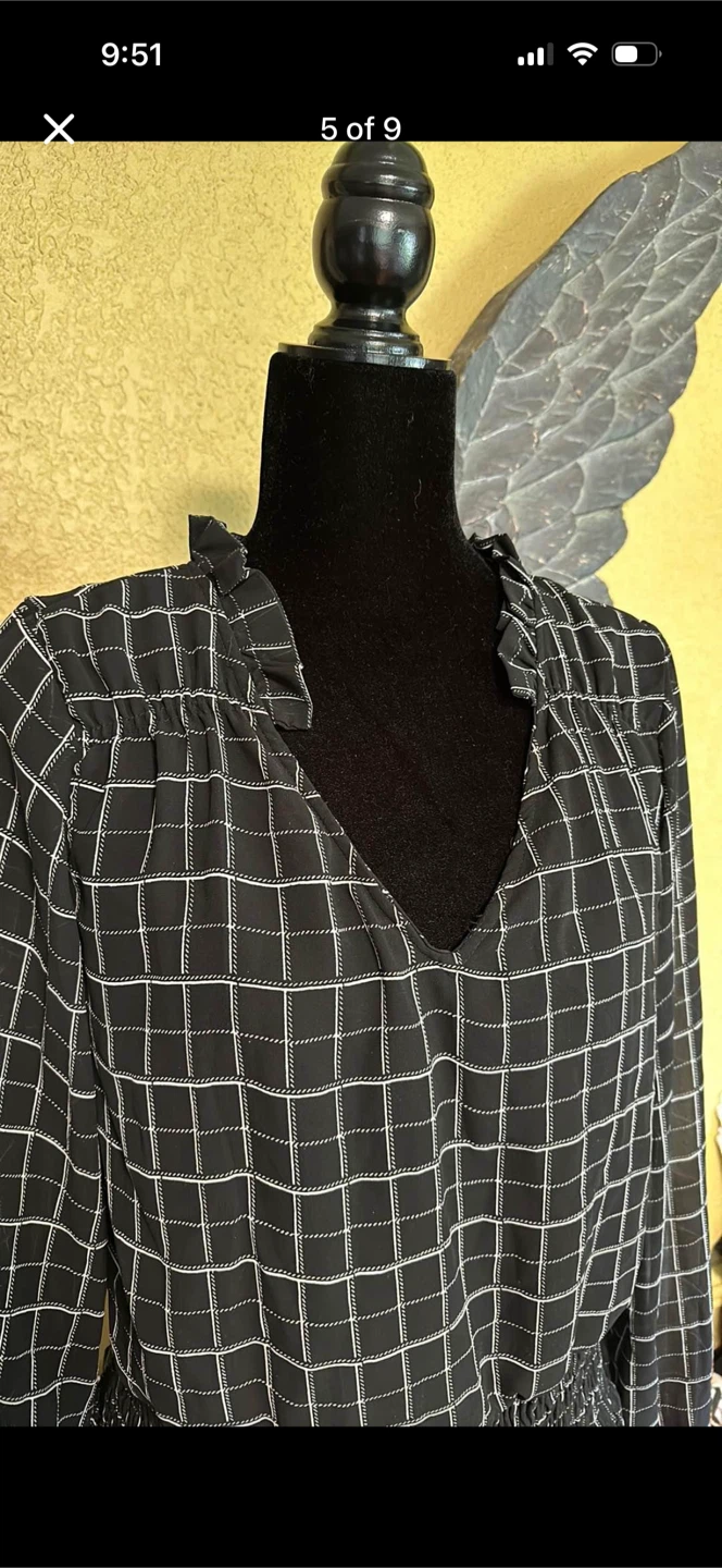 New Glory Checkered Long sleeve Dress with Ruffles - photo 5