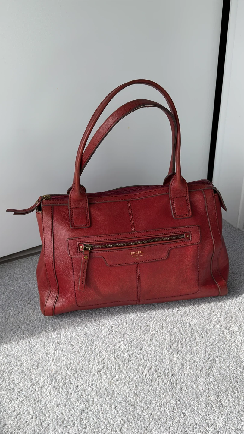 Red Fossil Leather Handbag