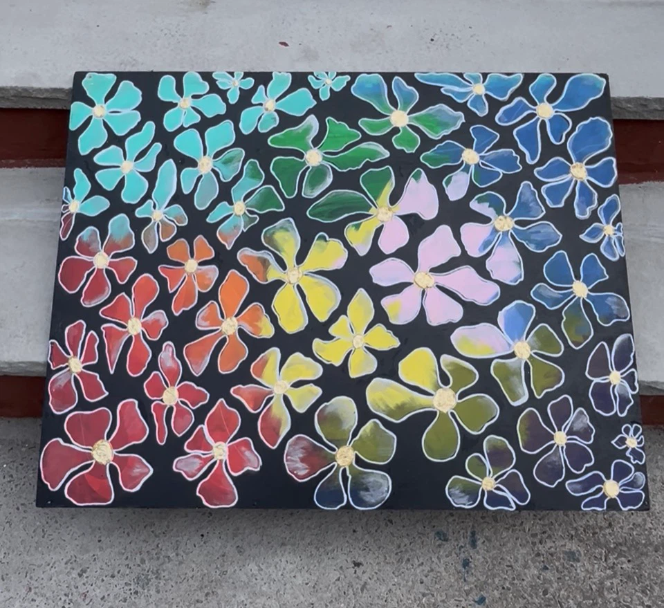 Rainbow Floral Canvas Wall Art