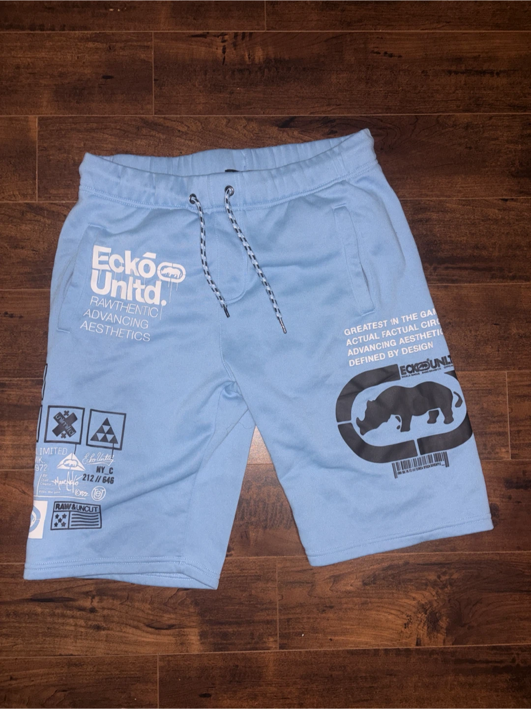 Ecko Unltd. Light Blue Graphic Shorts