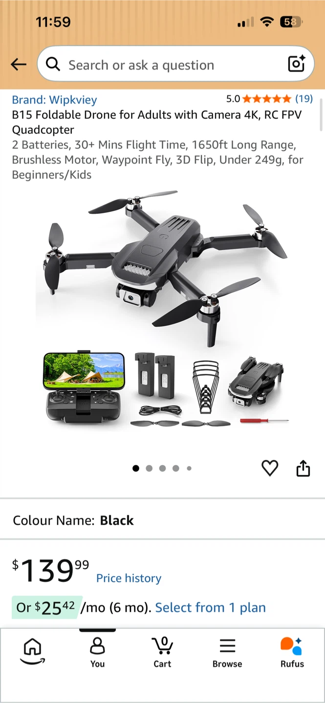 Brand New Brushless Wipkviey B15 Foldable 4K Drone