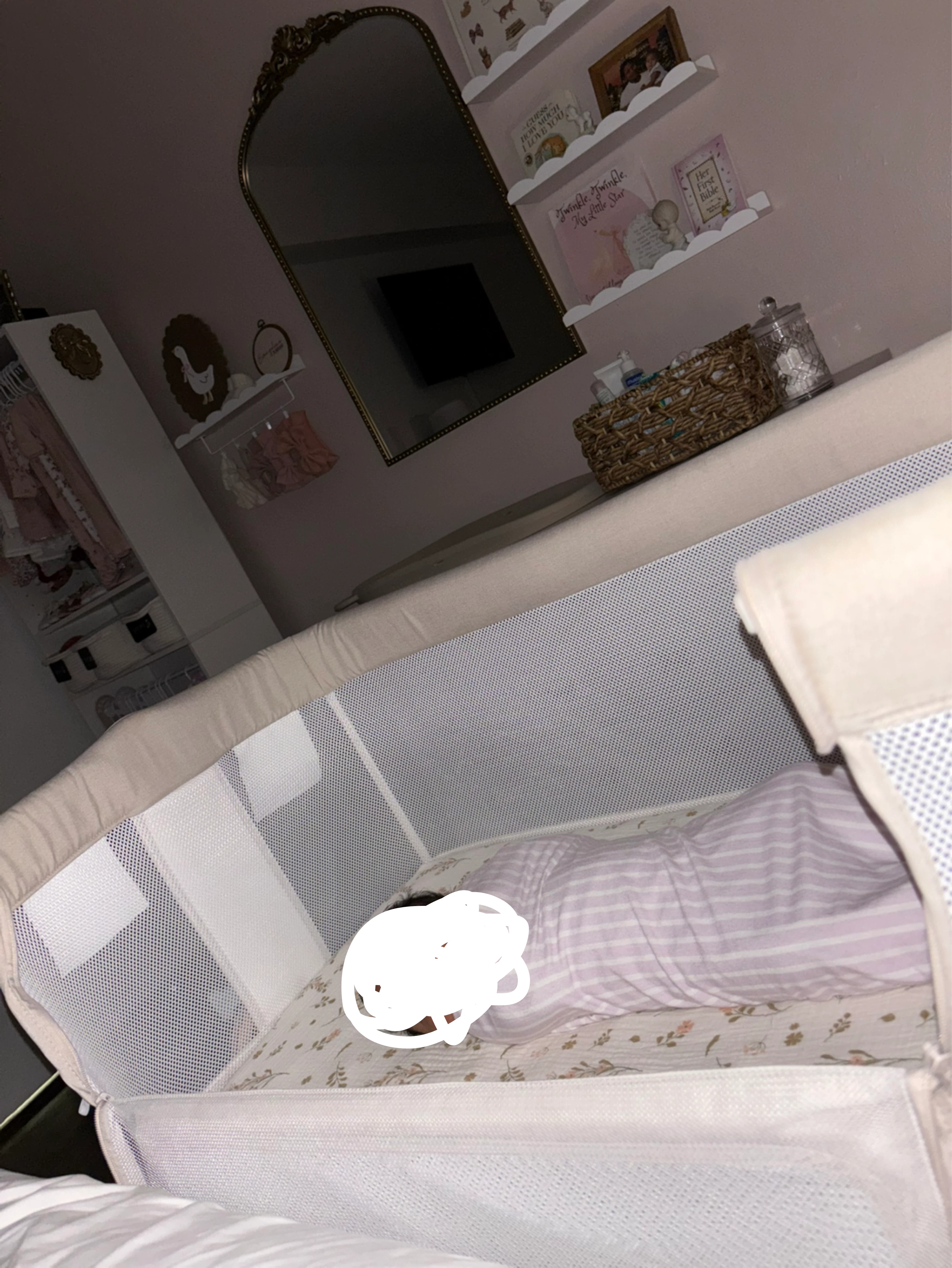 Beige Baby Bedside bassinet with wheels - photo 3