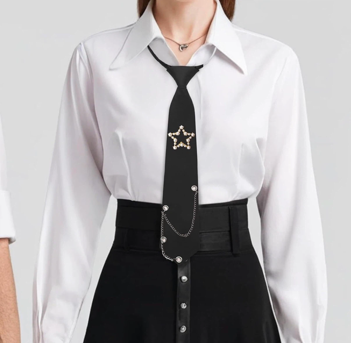 Black Star Pearl Chain Tie - photo 2