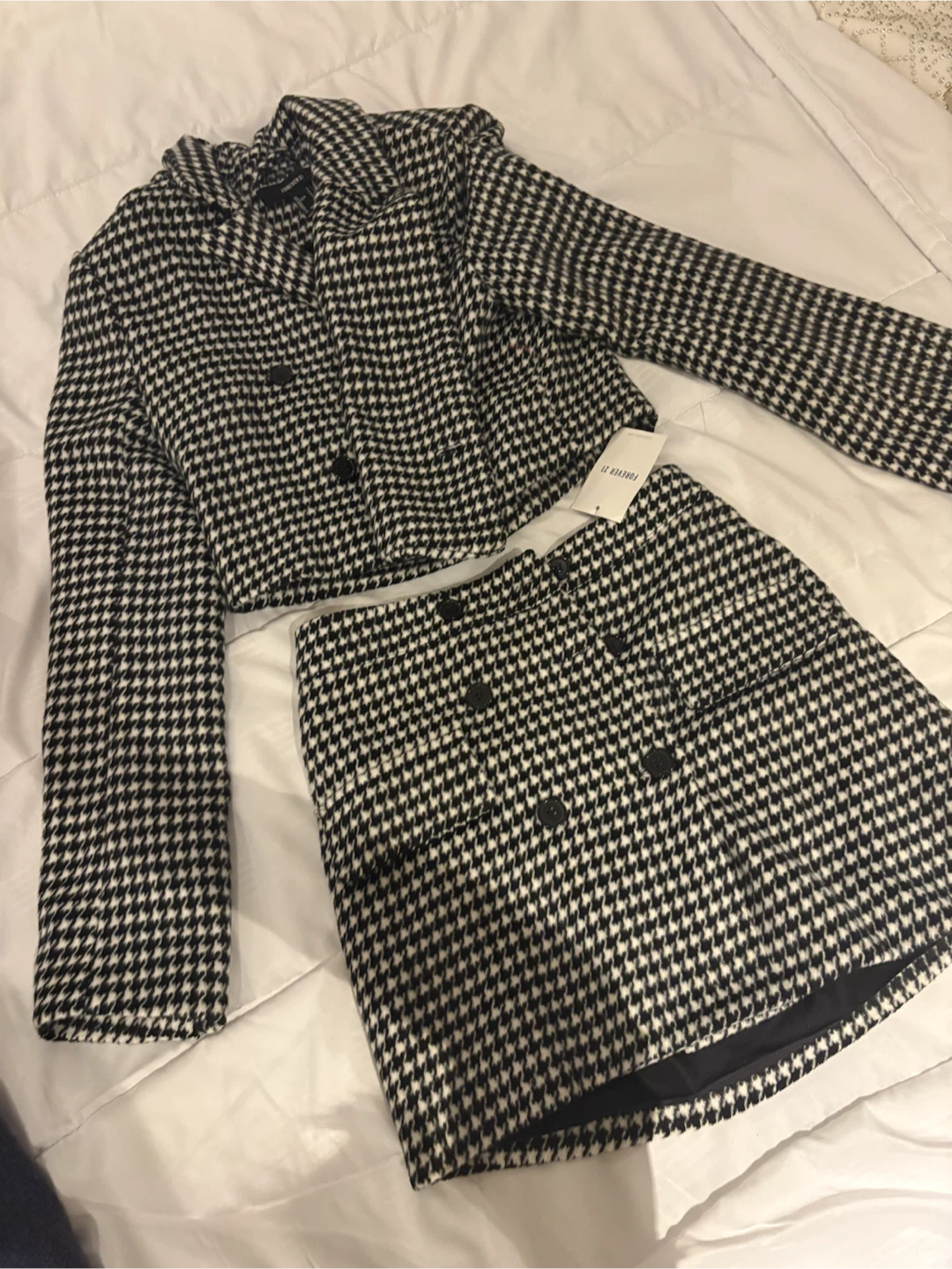 Forever 21 Houndstooth Blazer and Skirt Set