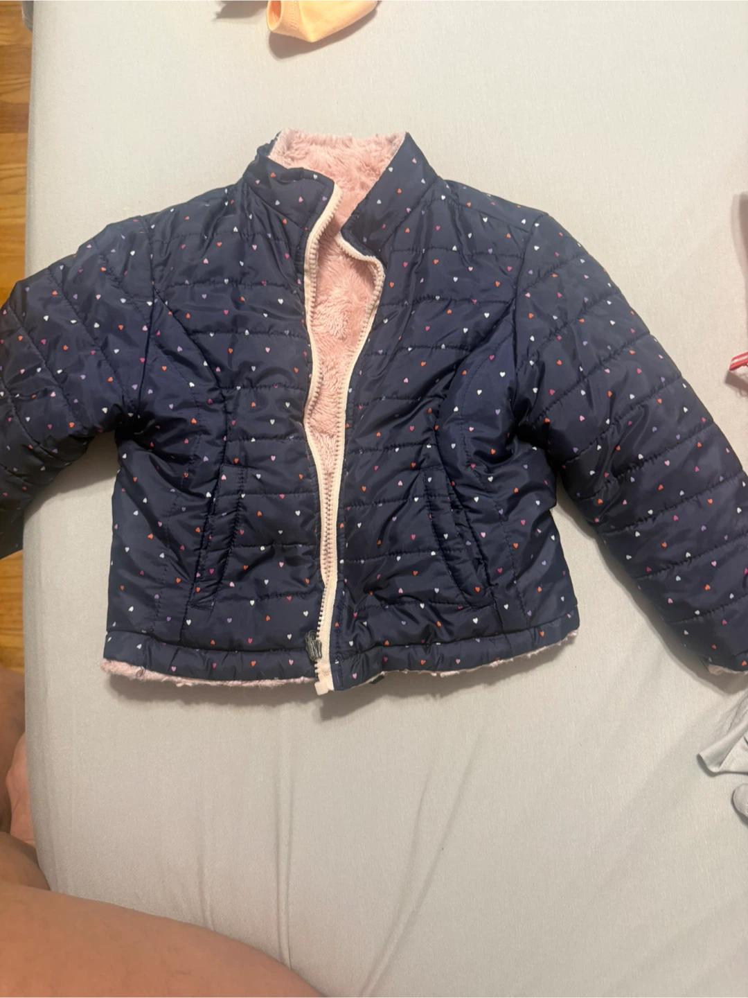 Girls Reversible Puffer and Faux Fur Jacket