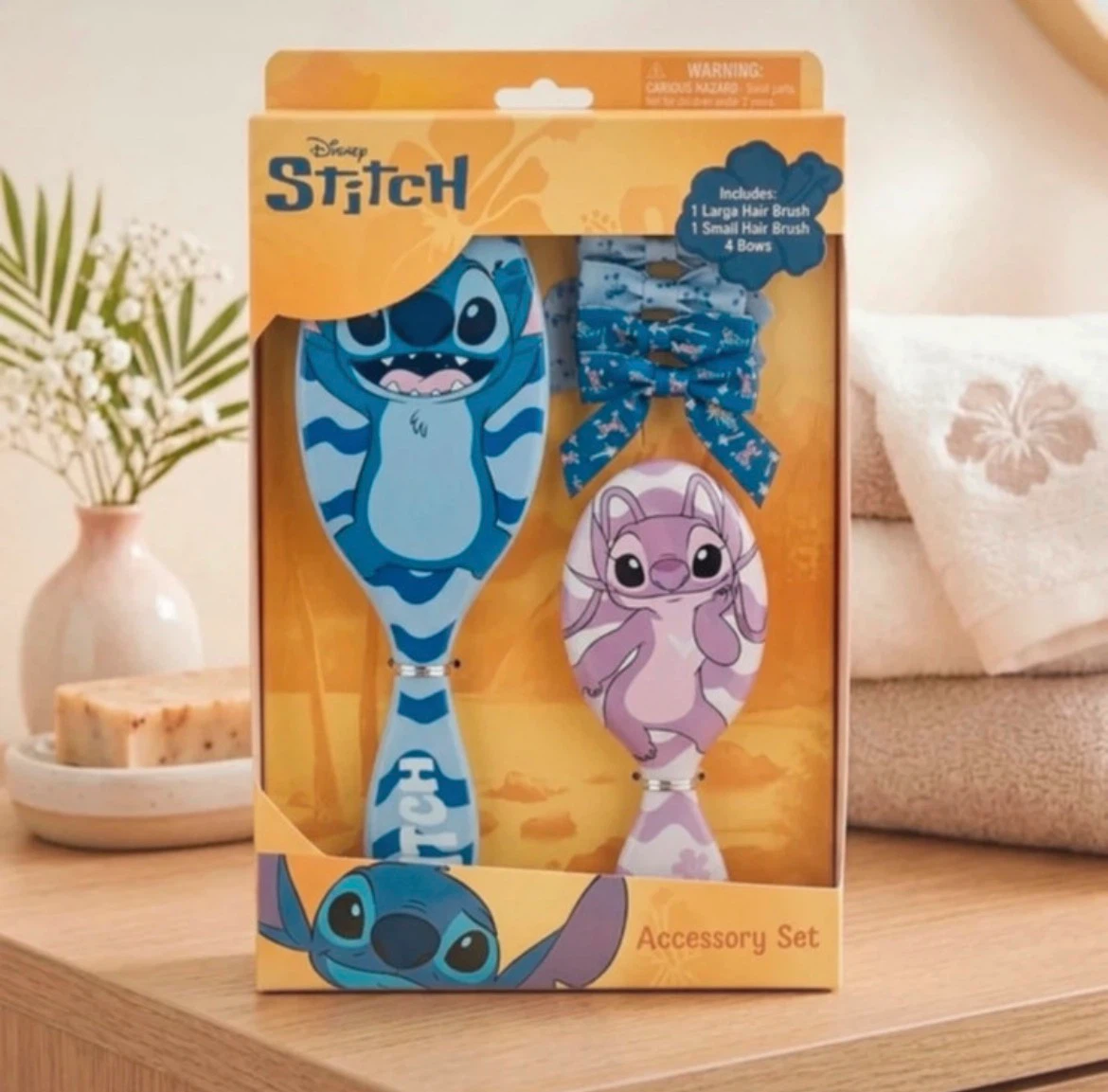 Disney Stitch Hair Brush and Bow Set