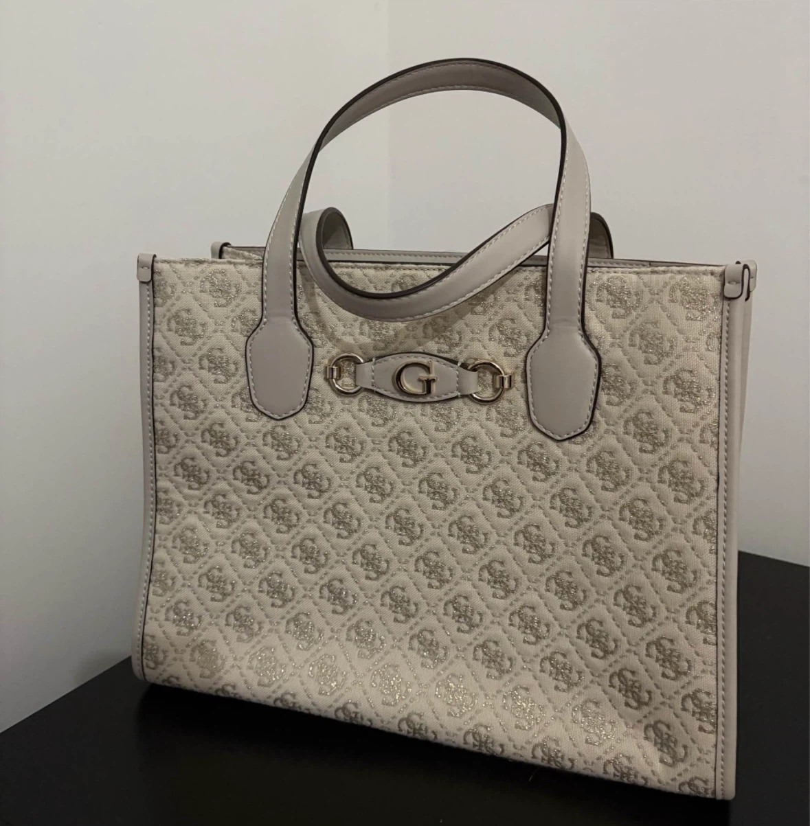 Guess Cream Monogram Tote Bag