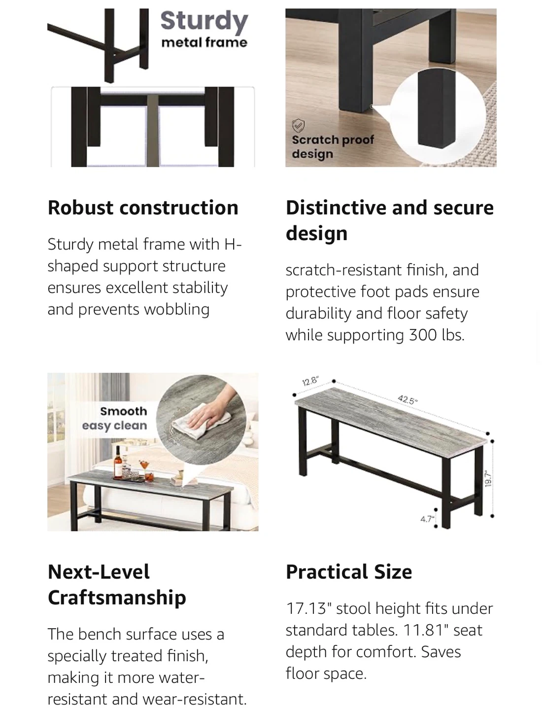 New Metal Frame Dining Bench - photo 2