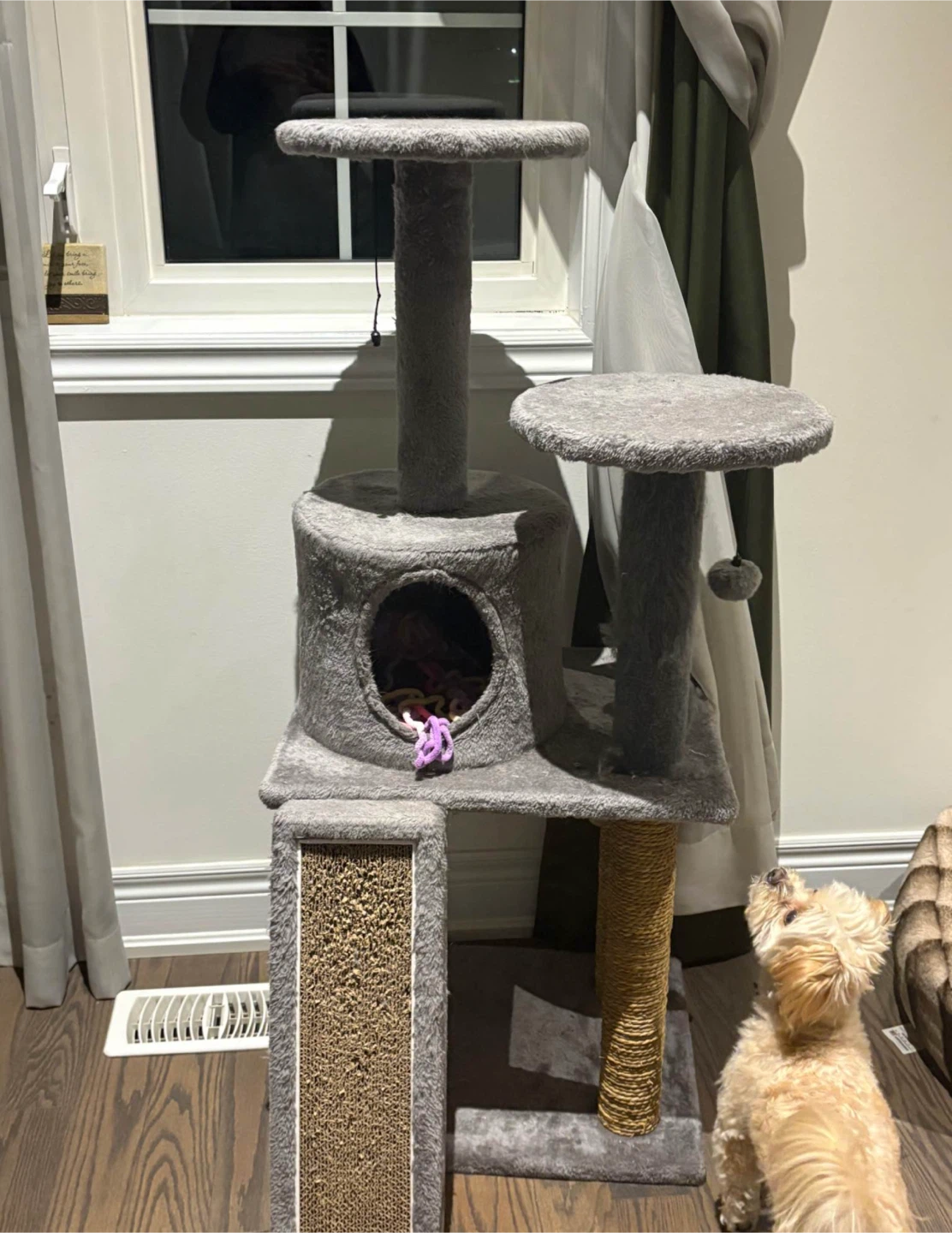 Grey Multi-Level Cat Tree with Scratching Posts