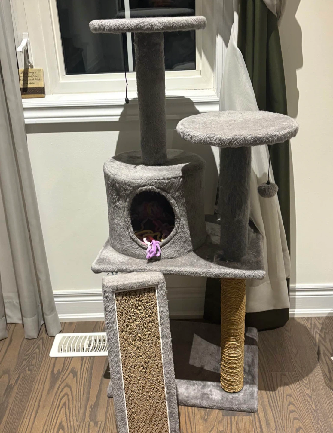 Grey Multi-Level Cat Tree with Scratching Posts - photo 2
