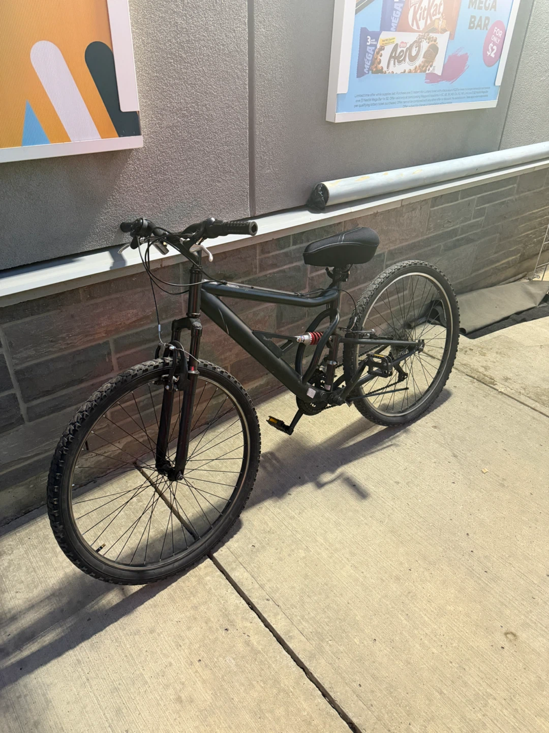 Black full suspension mountain bike