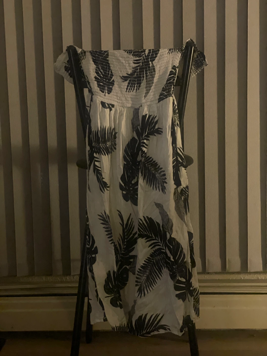 Off-the-Shoulder Tropical Print Dress