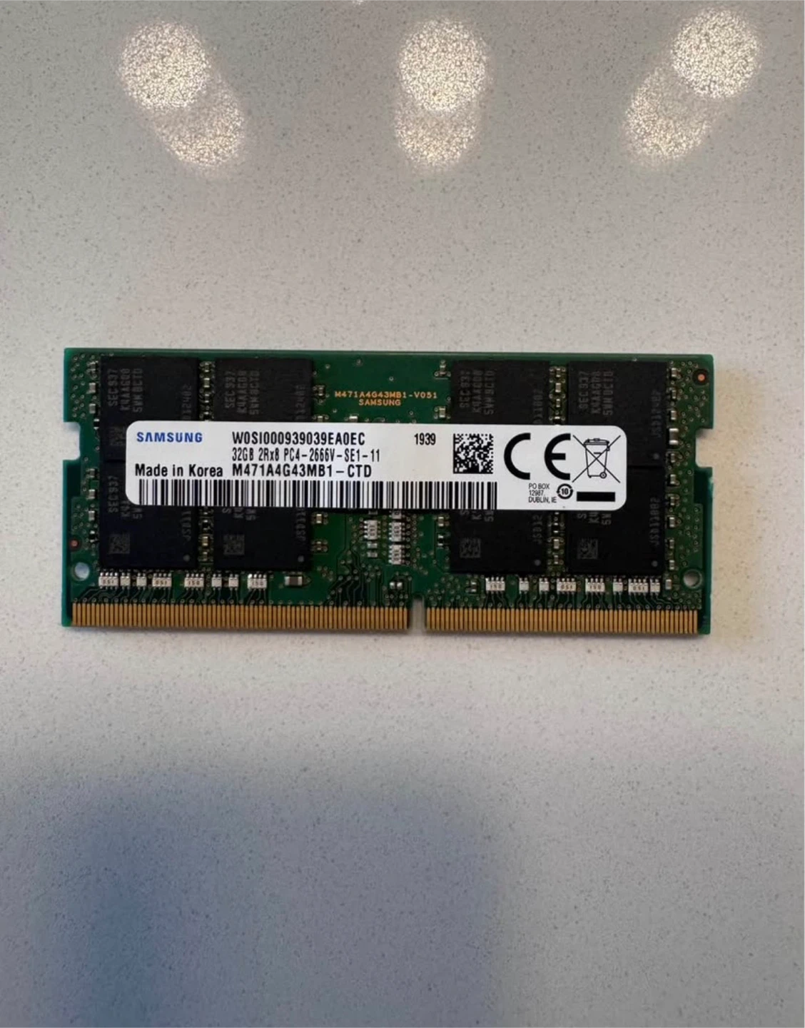 SAMSUNG DDR4 SODIMM RAM 32GB WOSI000939039EA0EC PC4-2666V
