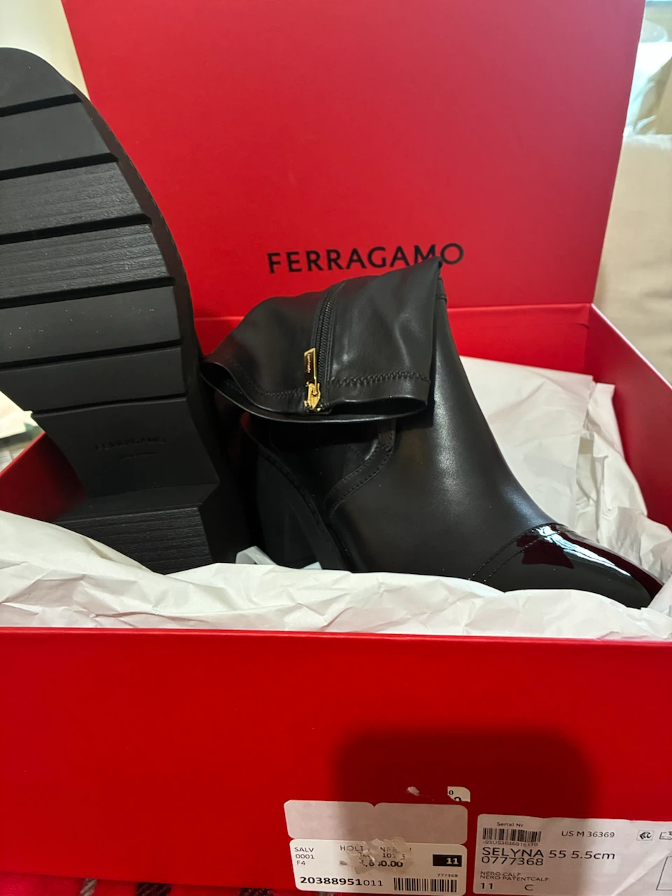 Ferragamo Selyna Black Boots Size 11