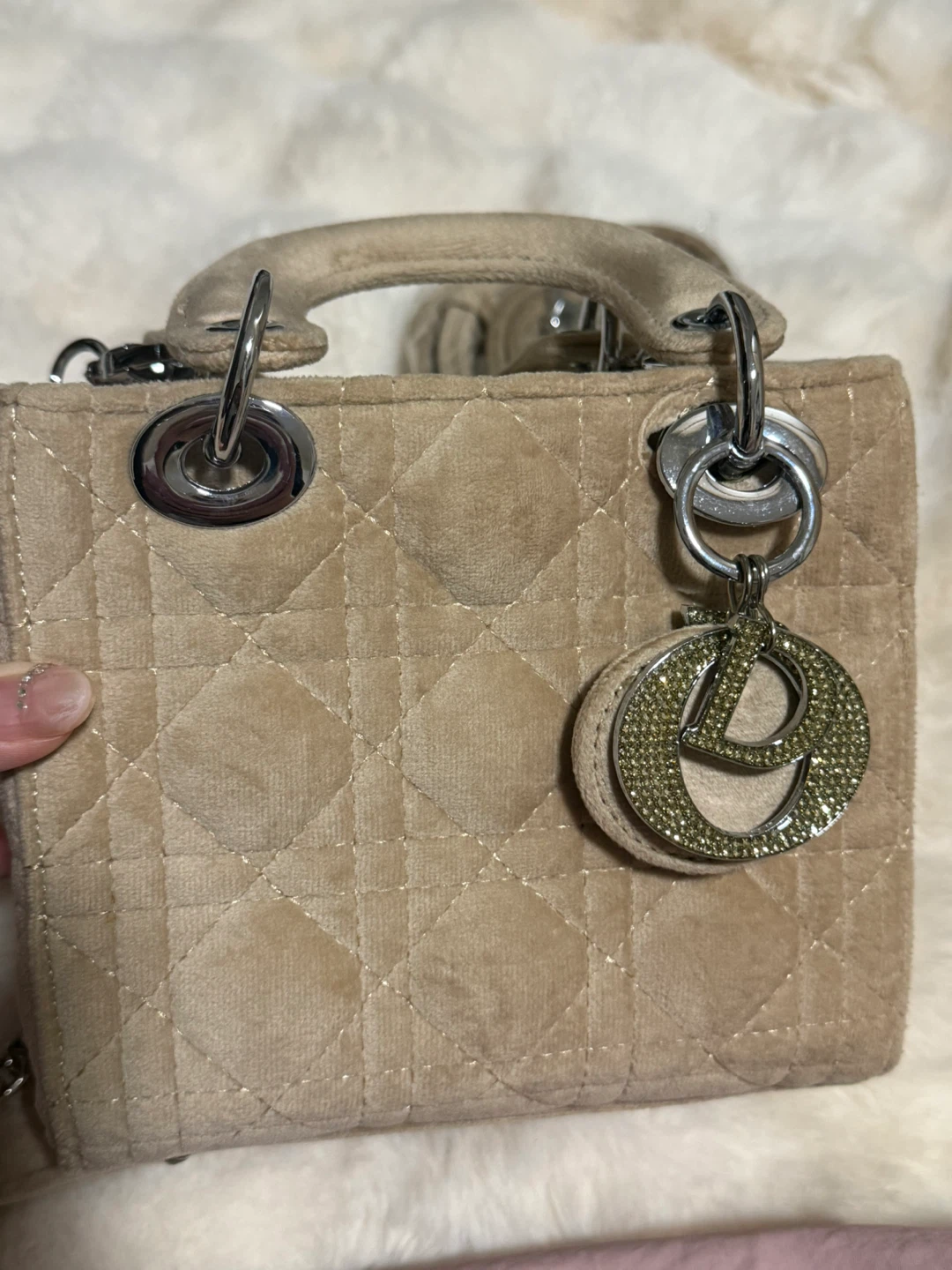 Lady Small Velvet Beige Bag - photo 3