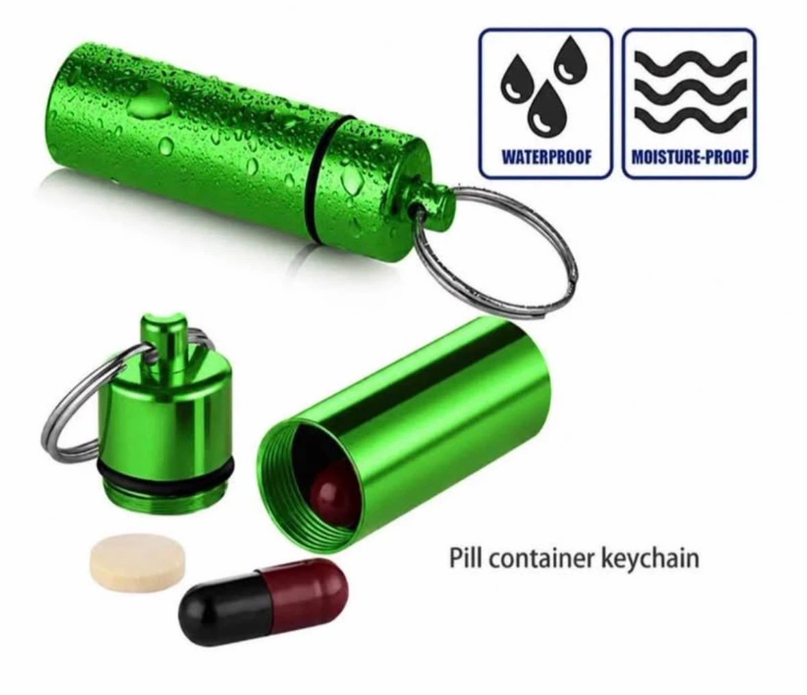 4 Packs Aluminum Pill Box Case Mini Portable Keychain Holder and
