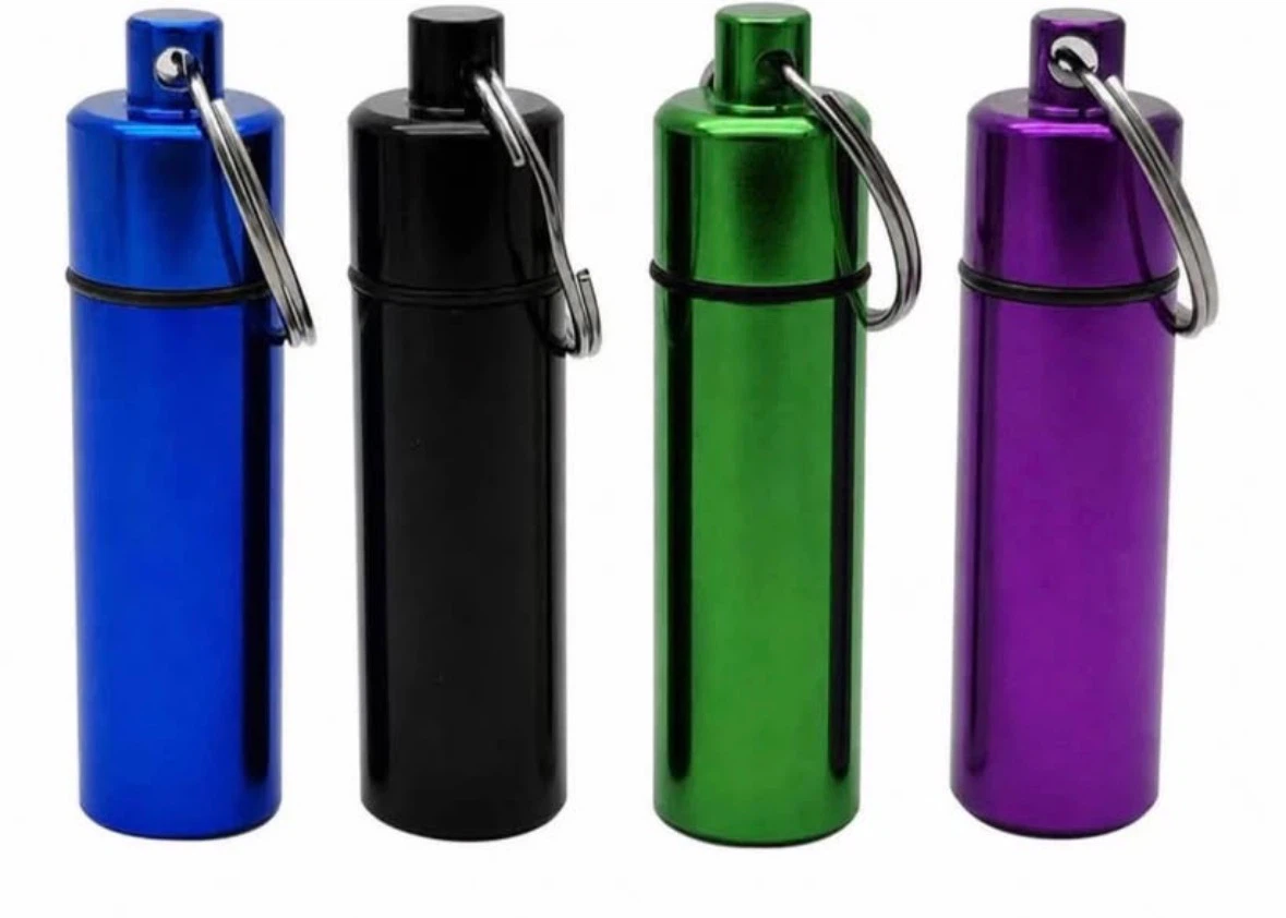 4 Packs Aluminum Pill Box Case Mini Portable Keychain Holder and - photo 3