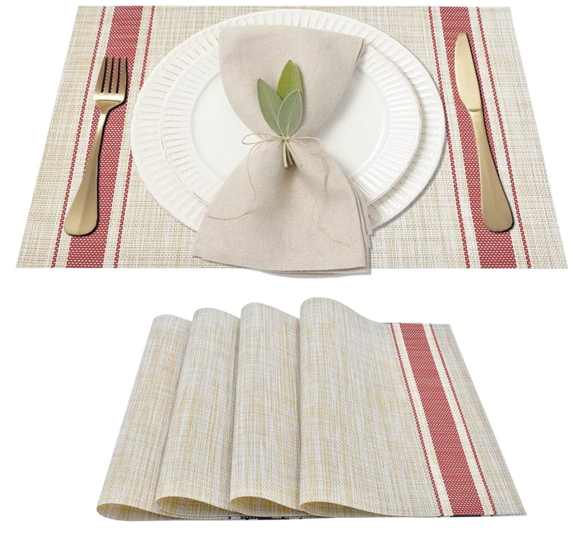 Placemats, Woven Crossweave Placemat for Dining Table, PVC Vinyl
