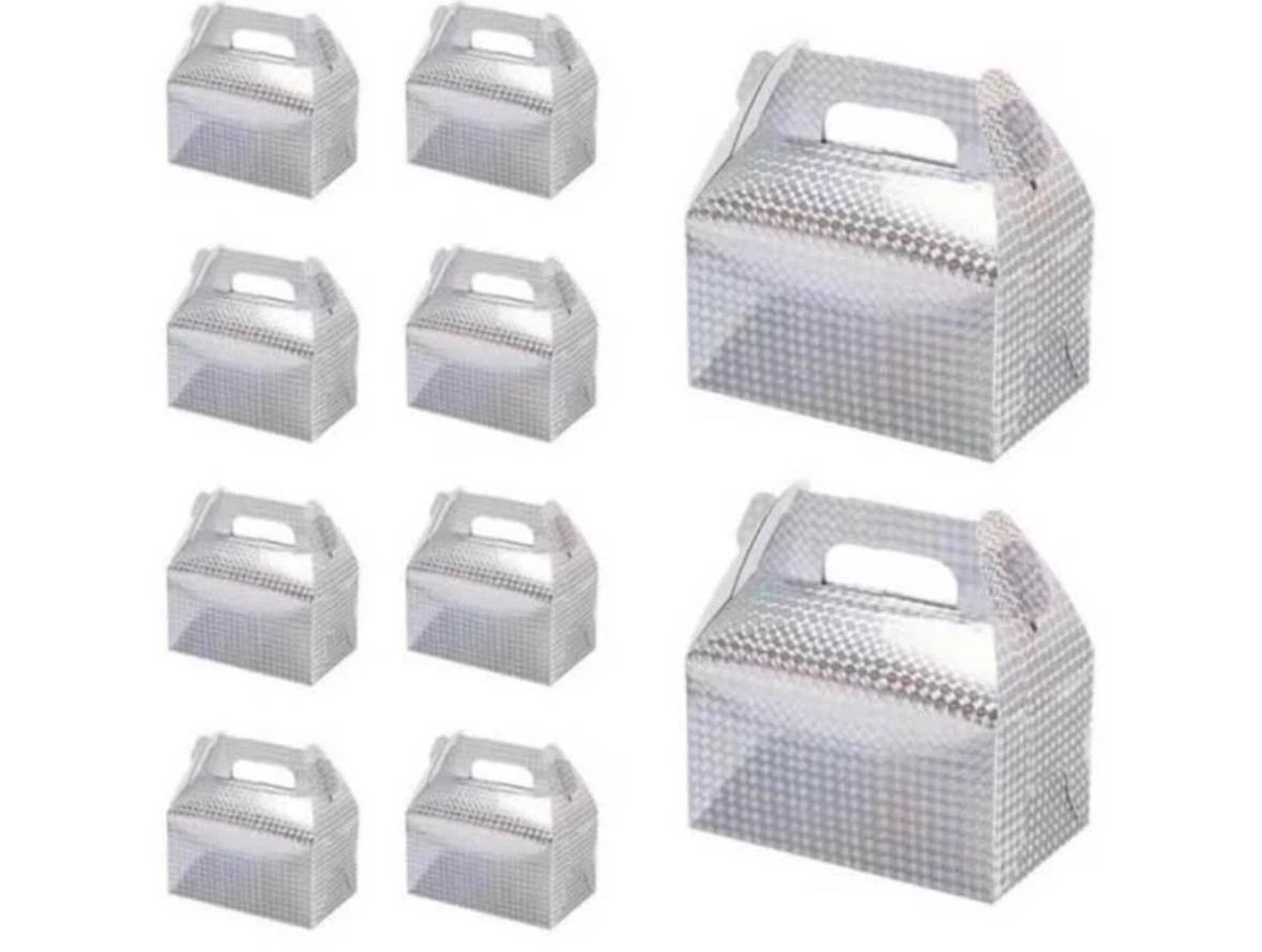 uxcell 10 Pack Silver Party Gable Treat Boxes, Candy Goodie Gift