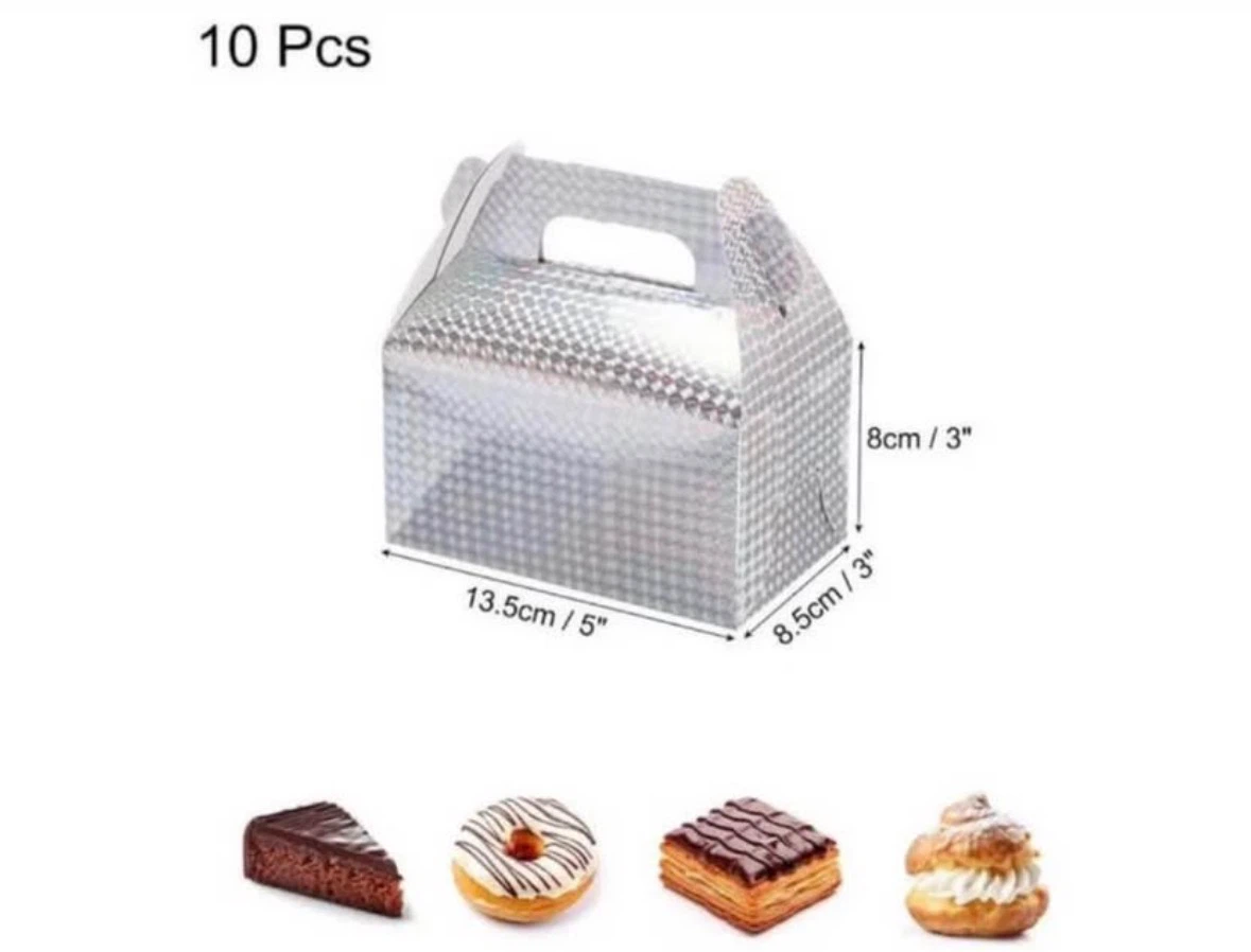 uxcell 10 Pack Silver Party Gable Treat Boxes, Candy Goodie Gift - photo 2