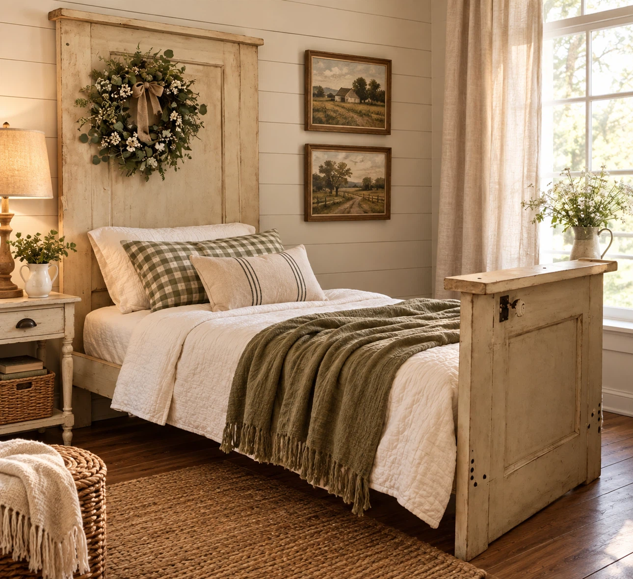 Rustic Repurposed Door Twin Bed Frame