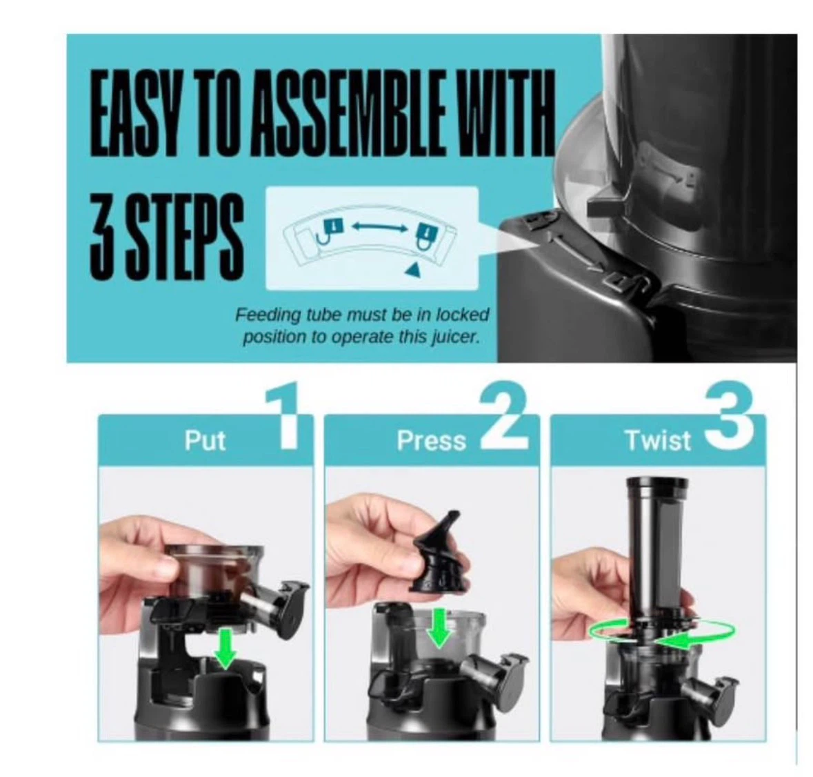 Ventray Essential Ginnie Juicer, Compact & Slow, Nutrient Dense - photo 2