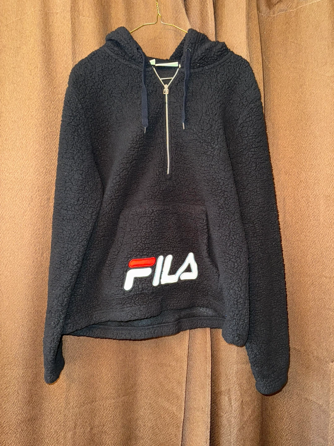 Black Fila Sherpa Half-Zip Hoodie