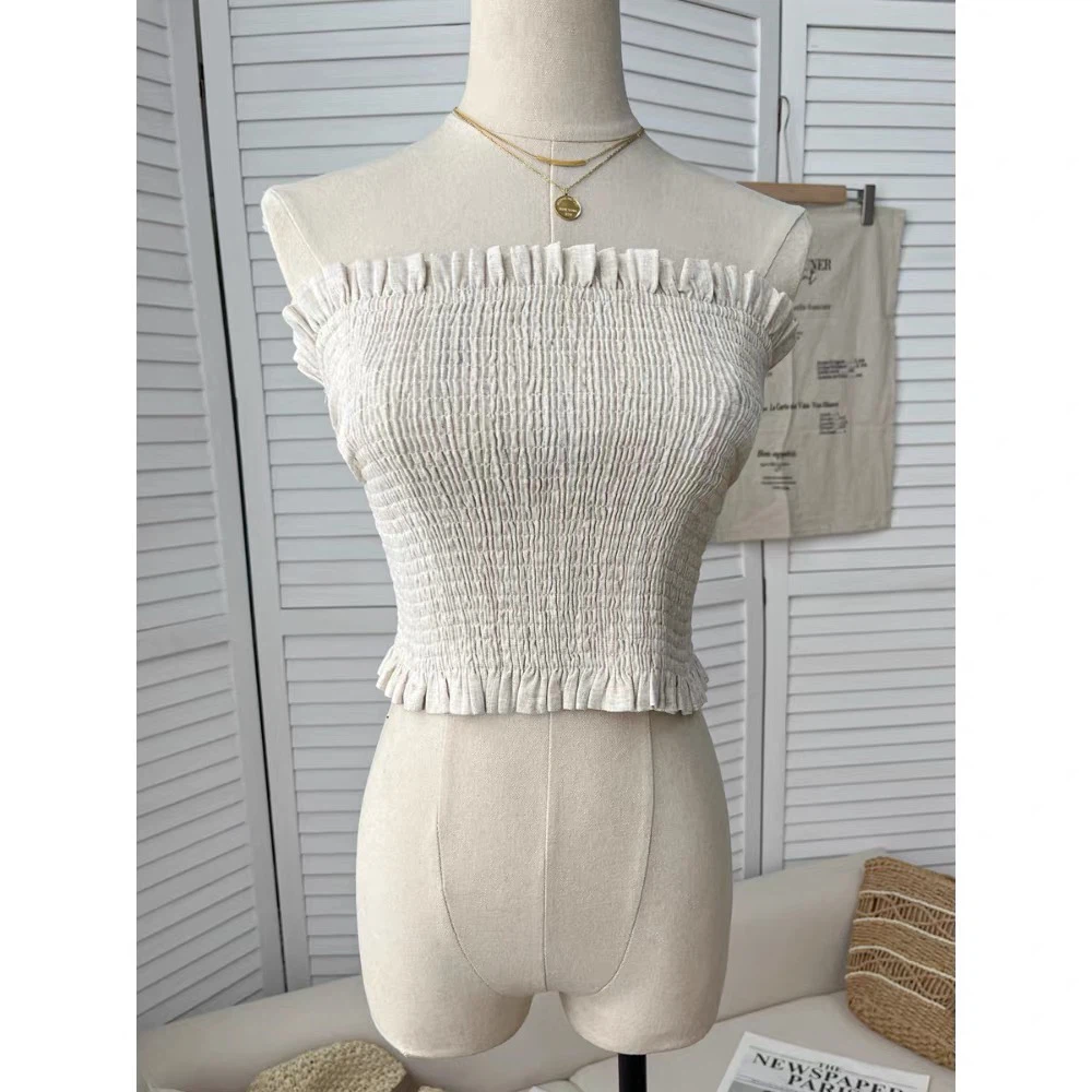 House of CB Beige Smocked Tube Top