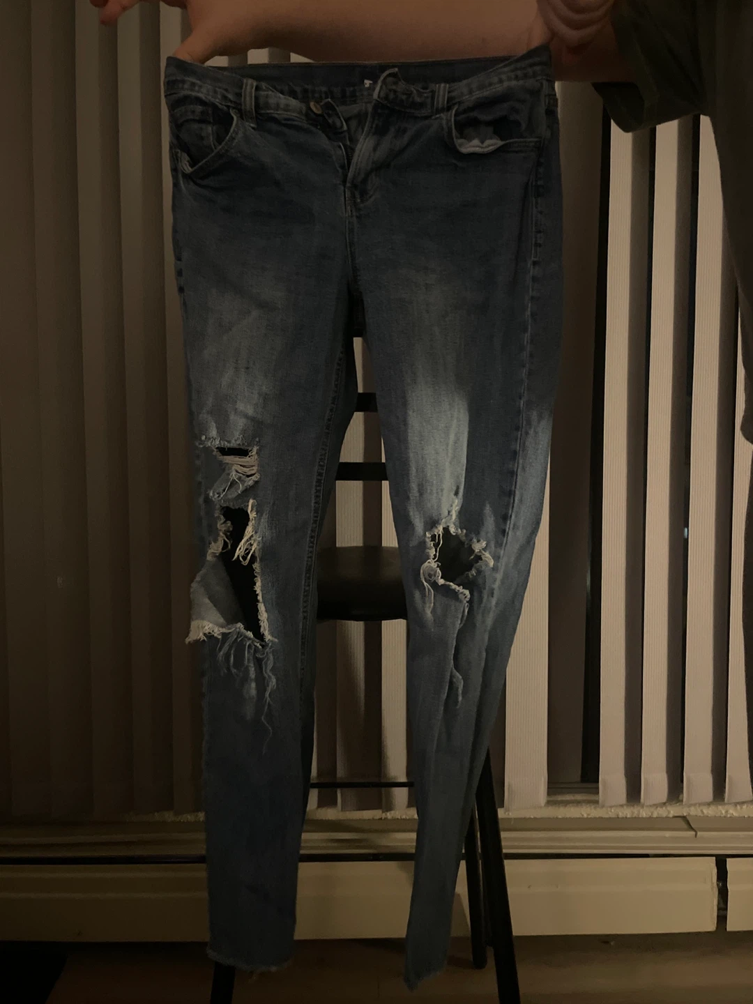 Distressed Blue Denim Jeans