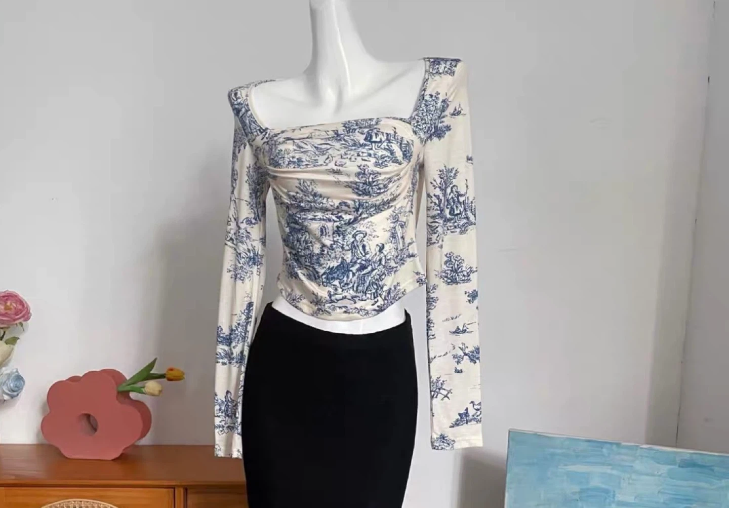 Toile de Jouy long sleeve top - photo 2