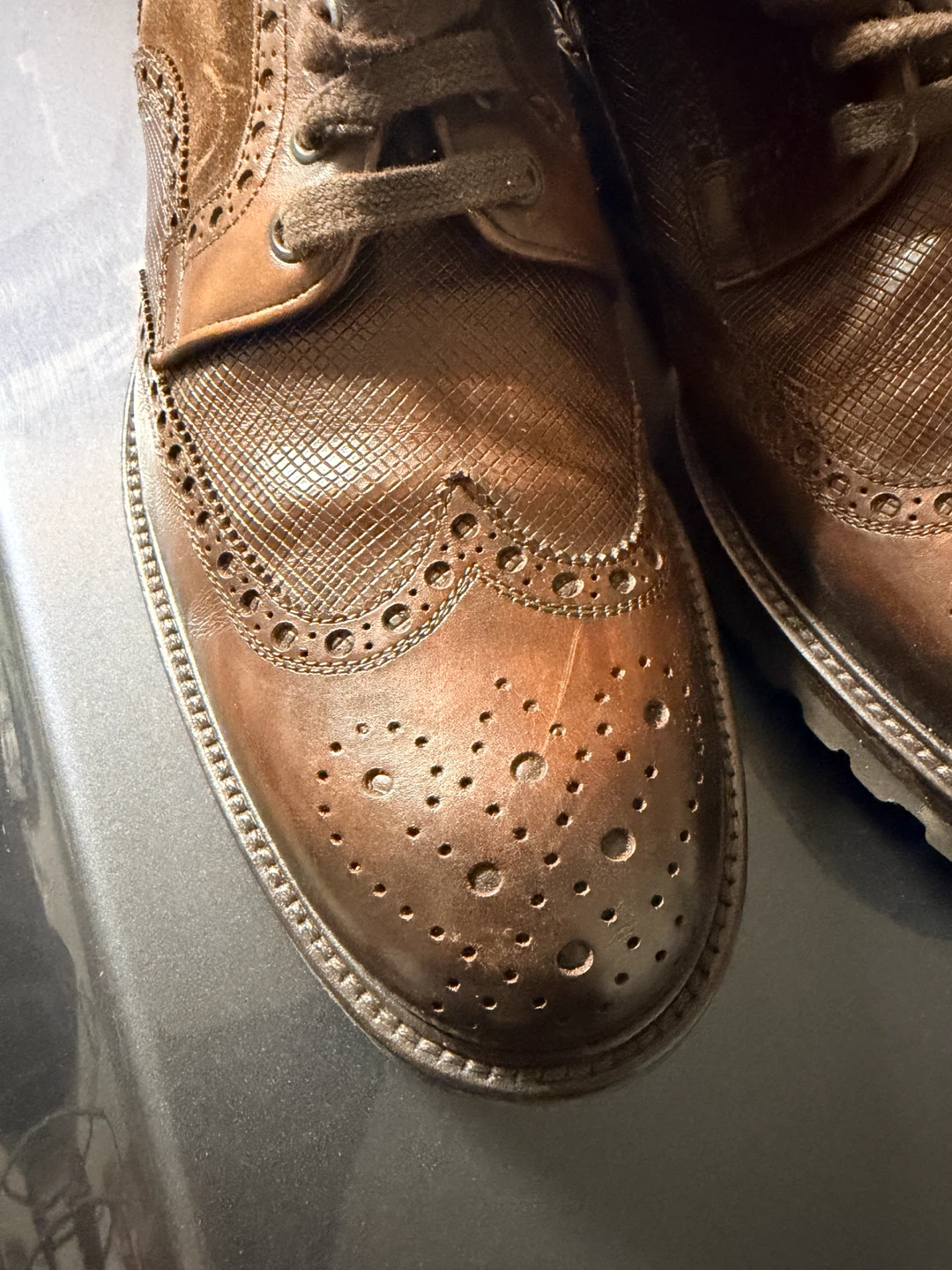 Magnanni made in Spain Brown Leather Brogue Boots - photo 2