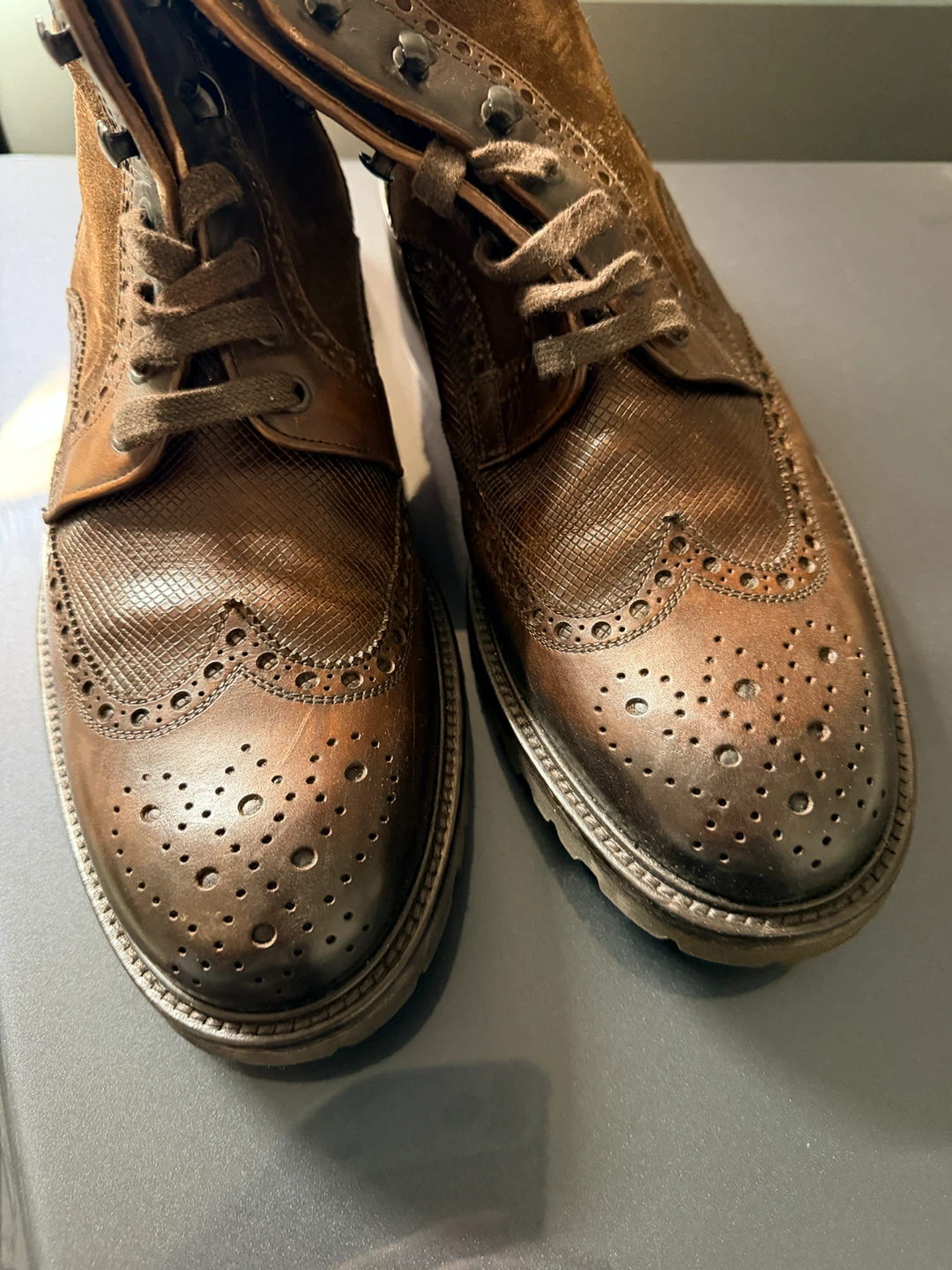 Magnanni made in Spain Brown Leather Brogue Boots - photo 3