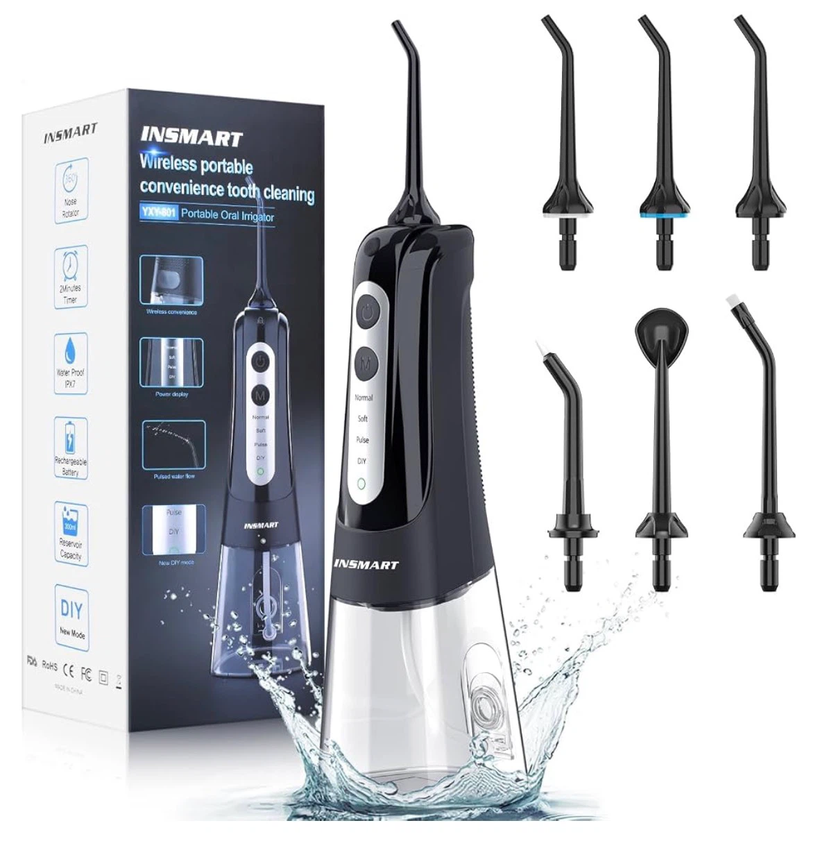 INSMART Water Flosser for Teeth: Cordless Dental Electric