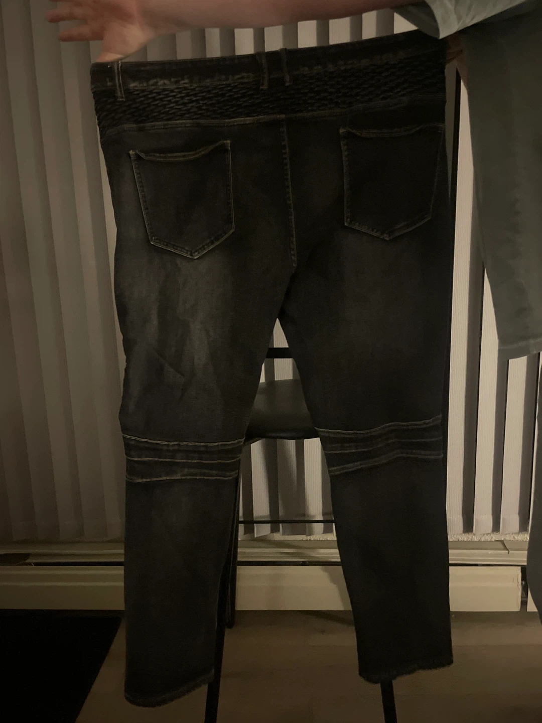 Black Biker Jeans Size 42 - photo 2